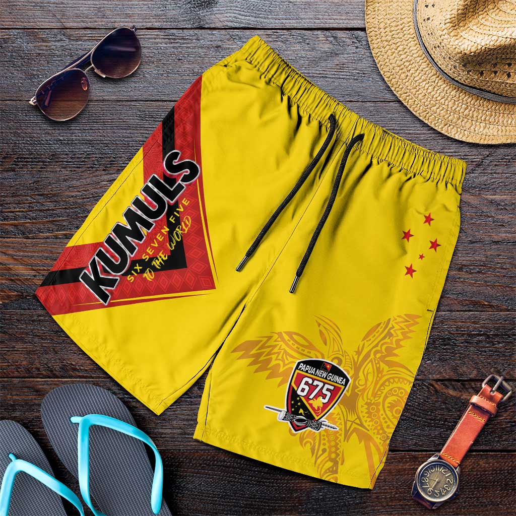 Papua New Guinea Rugby Shorts for Men Six Seven Five to The World - Melanesian Pattern