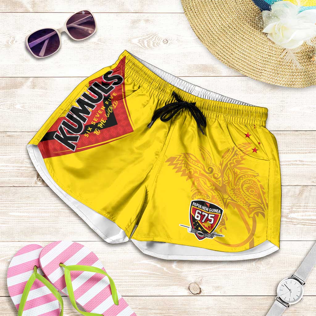 Papua New Guinea Rugby Shorts for Women Six Seven Five to The World - Melanesian Pattern