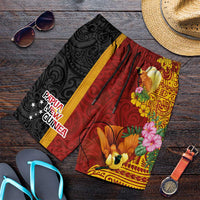 Papua New Guinea Shorts for Men Birds-of-Paradise Melanesian Tattoos Tropical Plants LT03 Multicolor - Polynesian Pride