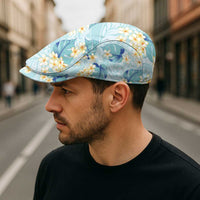 Pastel Cyan Tropical Hawaii Jeff Hat Seamless Monstera Plumeria Hawaiian Pattern - Polynesian Pride