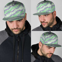 Pastel Green Hawaii Palaka Honohono Pikake Snapback Cap Hawaiian Orchid Lei Polynesian Pattern - Polynesian Pride