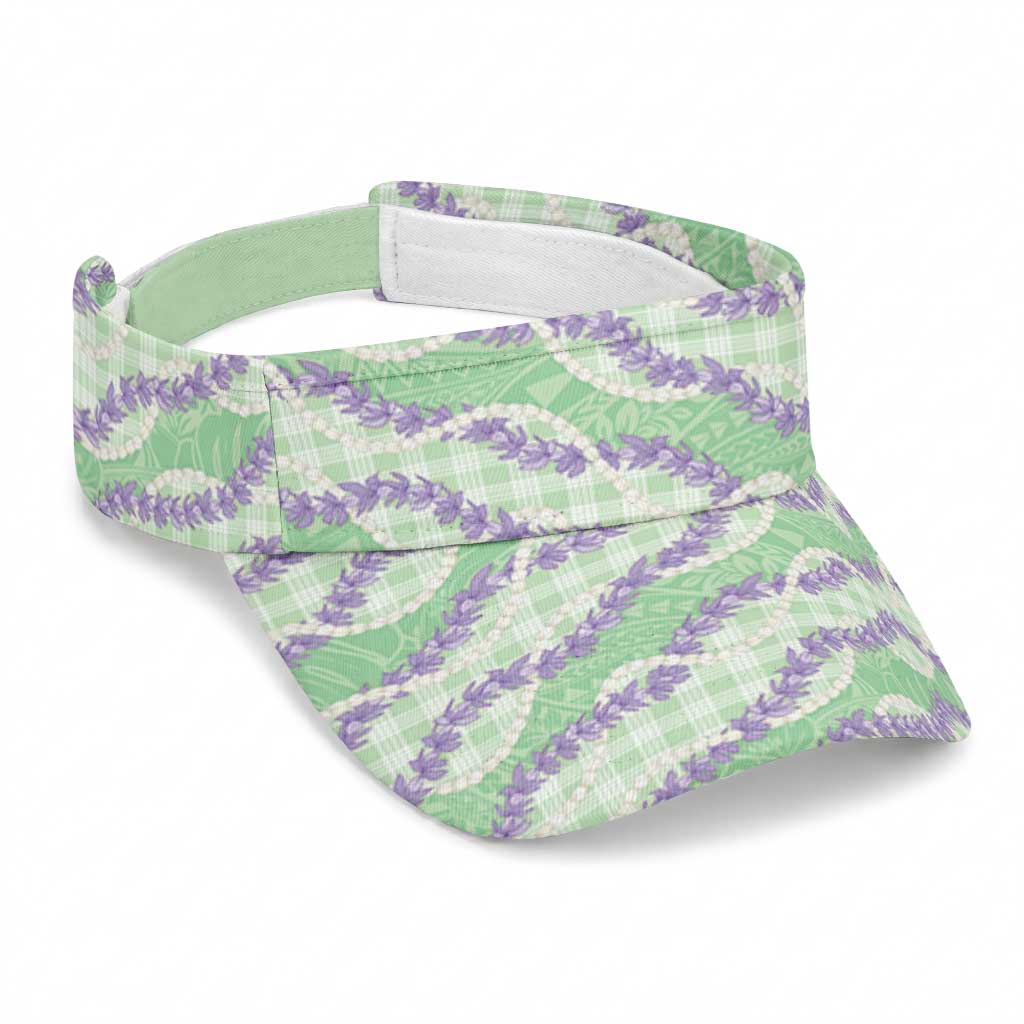 Pastel Green Hawaii Palaka Honohono Pikake Sun Visor Cap Hawaiian Orchid Lei Polynesian Pattern