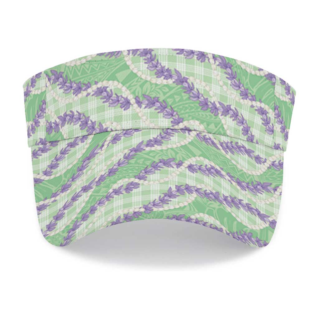 Pastel Green Hawaii Palaka Honohono Pikake Sun Visor Cap Hawaiian Orchid Lei Polynesian Pattern