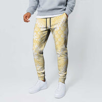 Pastel Yellow Mermaid Puakenikeni Maile Lei Jogger Pants