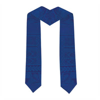 Personalised Samoa Graduation Stole Blue Siapo Pattern With Ula Fala