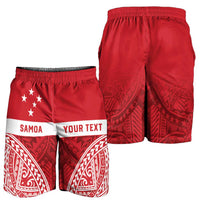 Personalised Toa Samoa Rugby Spirit Shorts for Men Red Samoan Tribal Pattern - Polynesian Pride