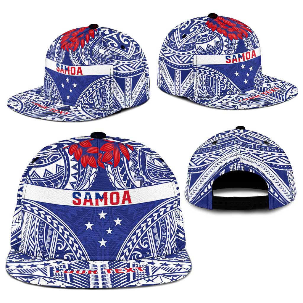 Personalised Toa Samoa Rugby Spirit Snapback Cap Blue Samoan Tribal Pattern - Polynesian Pride