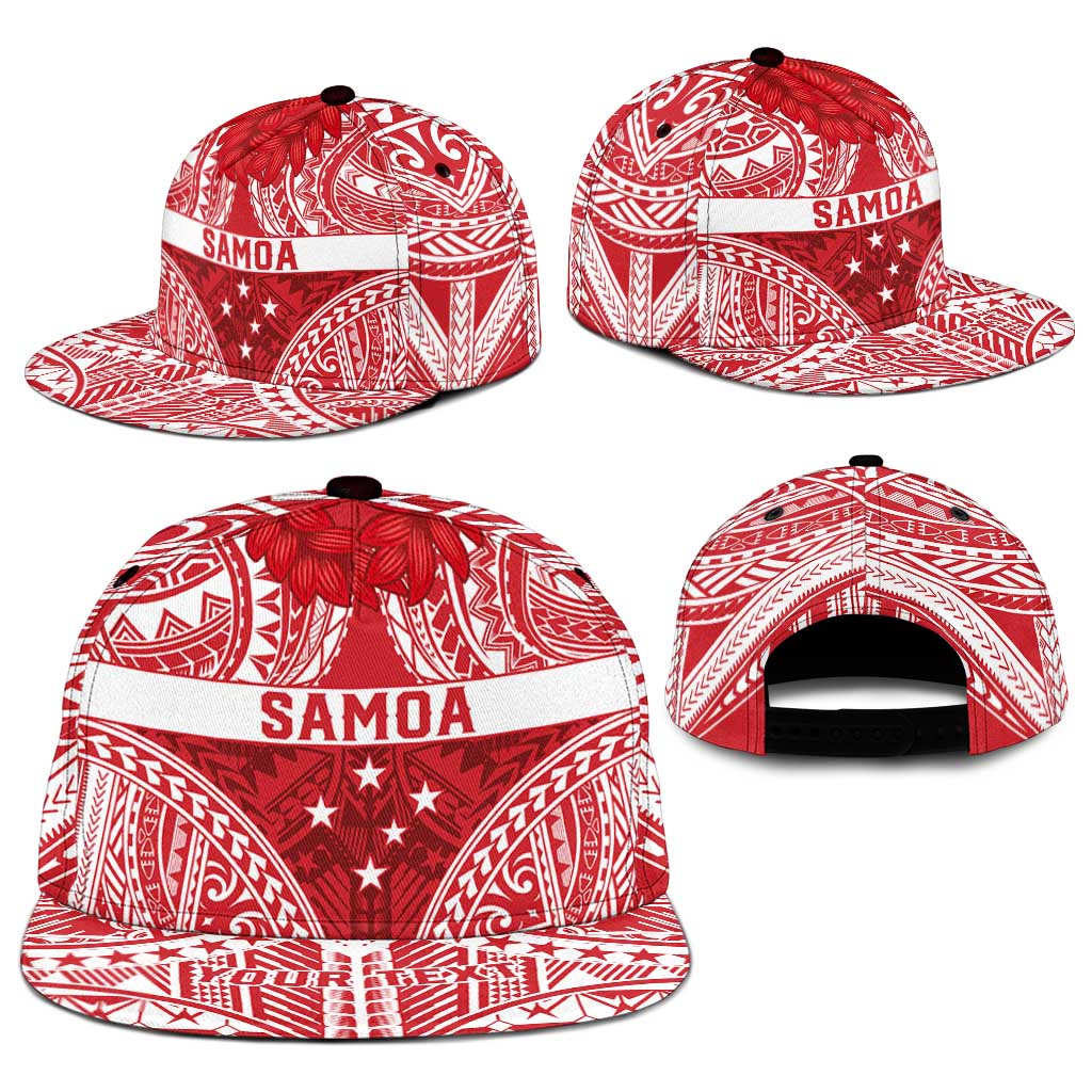 Personalised Toa Samoa Rugby Spirit Snapback Cap Red Samoan Tribal Pattern - Polynesian Pride