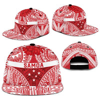 Personalised Toa Samoa Rugby Spirit Snapback Cap Red Samoan Tribal Pattern - Polynesian Pride