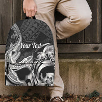Personalized Hawaii Shark Tattoo Backpack Hawaiian Pattern Plumeria Black