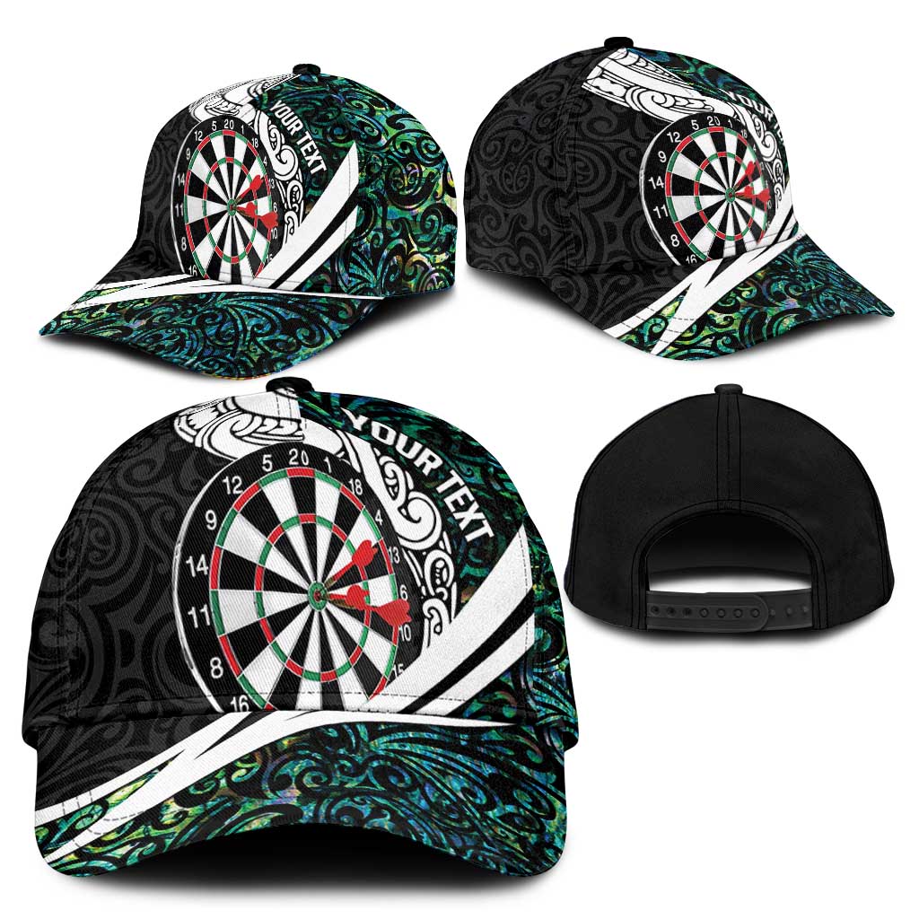 Personalized NZ Darts Classic Cap Paua Shell Maori Koru Whakairo LT07