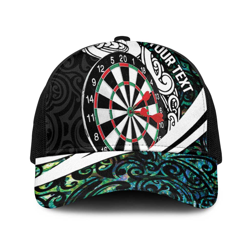Personalized NZ Darts Mesh Trucker Cap Paua Shell Maori Koru Whakairo - Polynesian Pride
