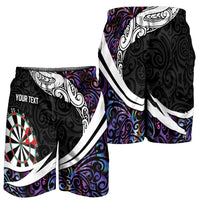 Personalized NZ Darts Shorts for Men Paua Shell Maori Koru Whakairo - Purple - Polynesian Pride