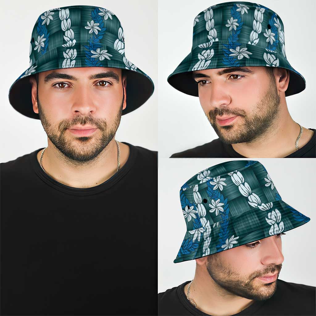 Pikake Maile Tiare Lei Bucket Hat Polu Lauhala Pattern
