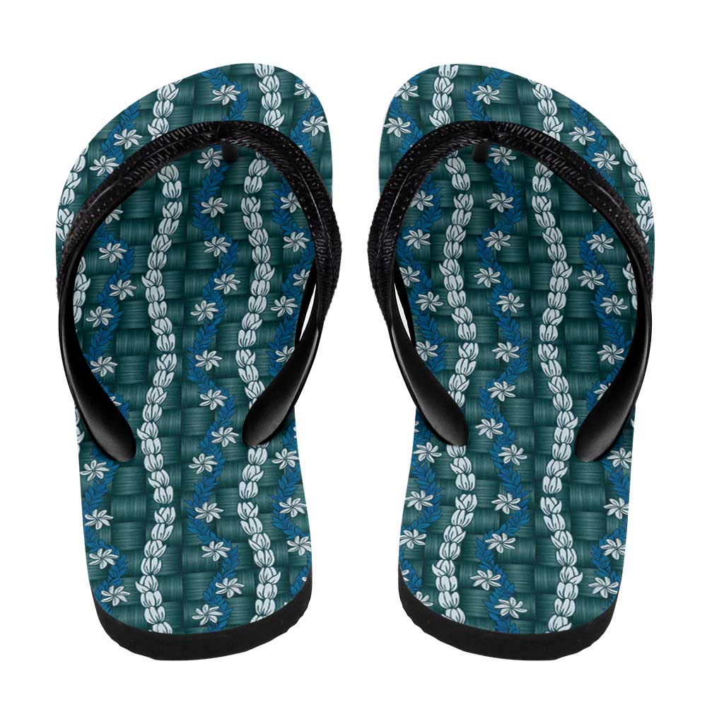 Pikake Maile Tiare Lei Flip Flops Polu Lauhala Pattern