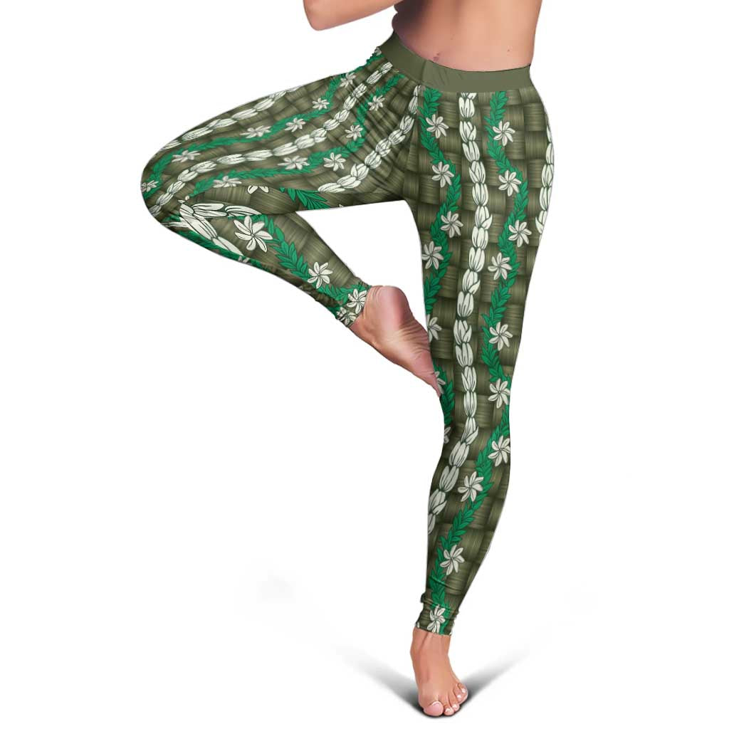 Pikake Maile Tiare Lei Leggings Omaomao Lauhala Pattern