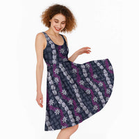 Pikake Maile Tiare Lei Midi Dress Poni Lauhala Pattern