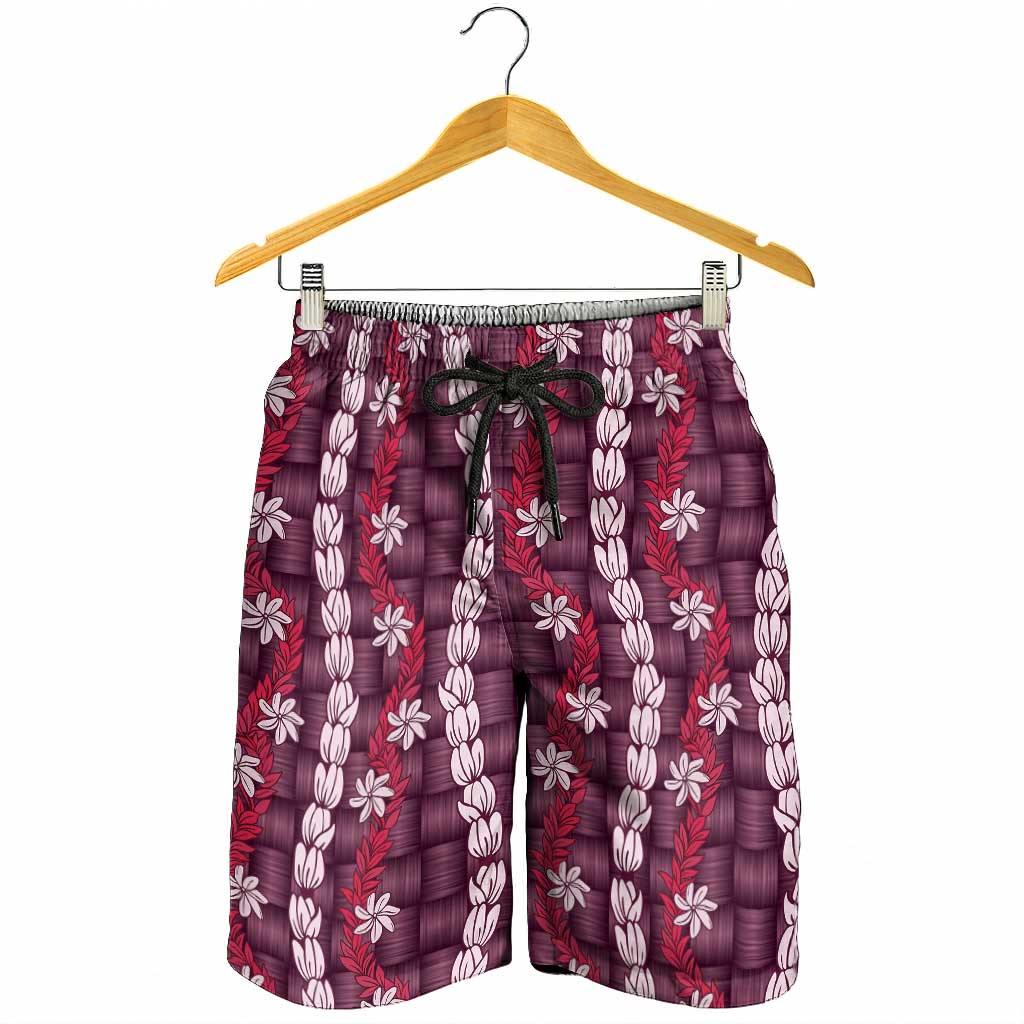 Pikake Maile Tiare Lei Shorts for Men Akala Lauhala Pattern