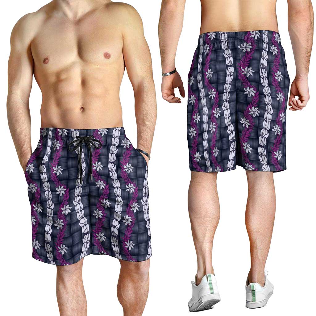Pikake Maile Tiare Lei Shorts for Men Poni Lauhala Pattern