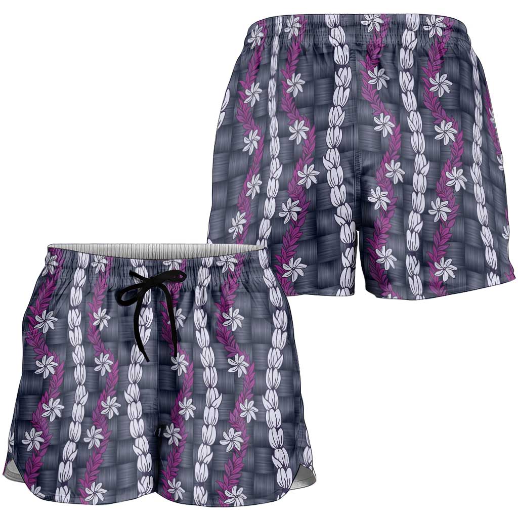 Pikake Maile Tiare Lei Shorts for Women Poni Lauhala Pattern