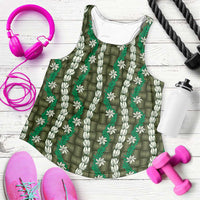 Pikake Maile Tiare Lei Women Racerback Tank Omaomao Lauhala Pattern
