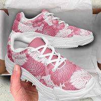 Pink Aloha Hawaii Chunky Sneakers Monstera Hibiscus Plumeria Seamless Vibes - Polynesian Pride