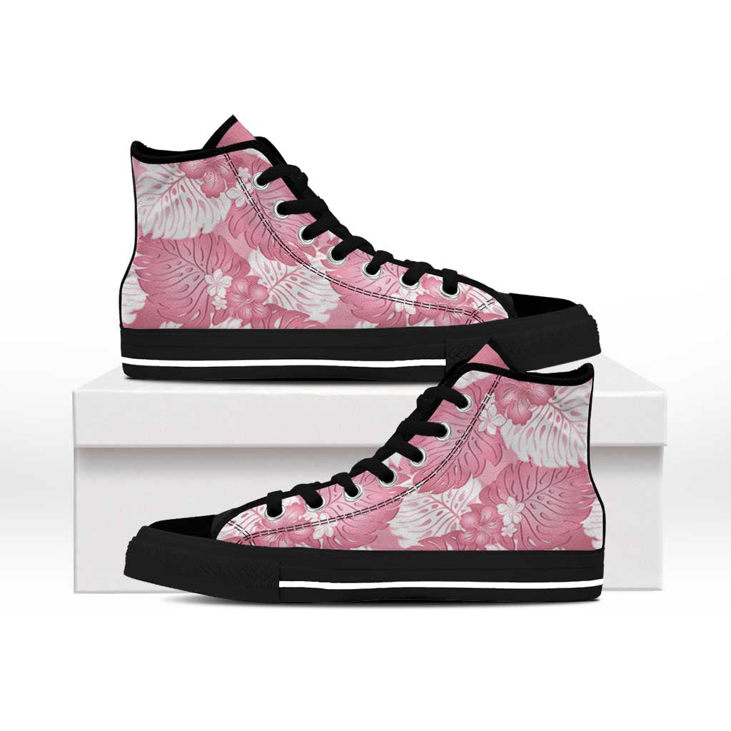 Pink Aloha Hawaii High Top Shoes Monstera Hibiscus Plumeria Seamless Vibes - Polynesian Pride