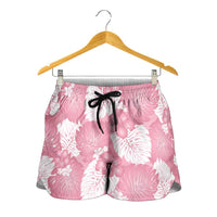 Pink Aloha Hawaii Shorts for Women Monstera Hibiscus Plumeria Seamless Vibes - Polynesian Pride