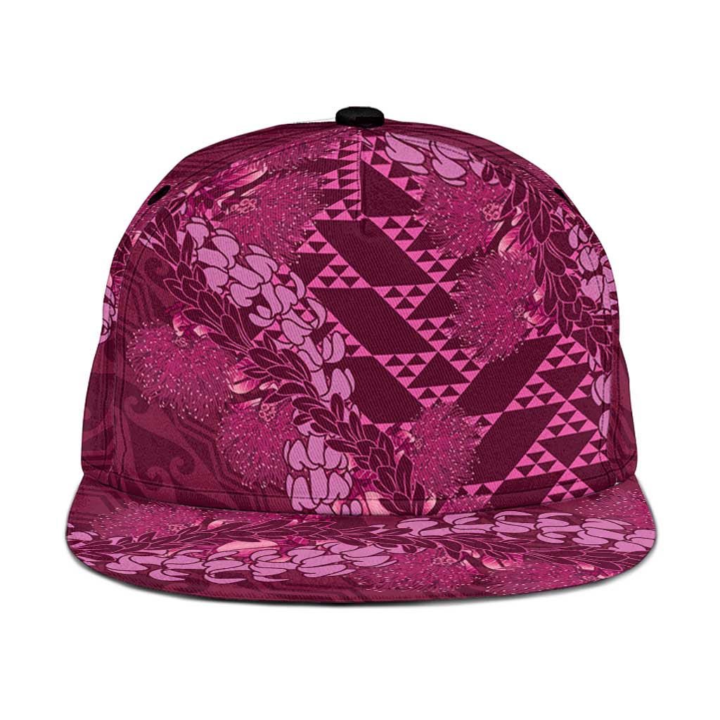 Pink Aloha Hawaii Snapback Cap Hawaiian Kakau Ohia Lehua Lei - Polynesian Pride