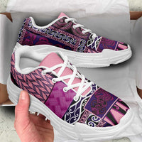 Pink Aotearoa Kowhaiwhai Pattern Chunky Sneakers NZ Maori Quilt Style - Polynesian Pride