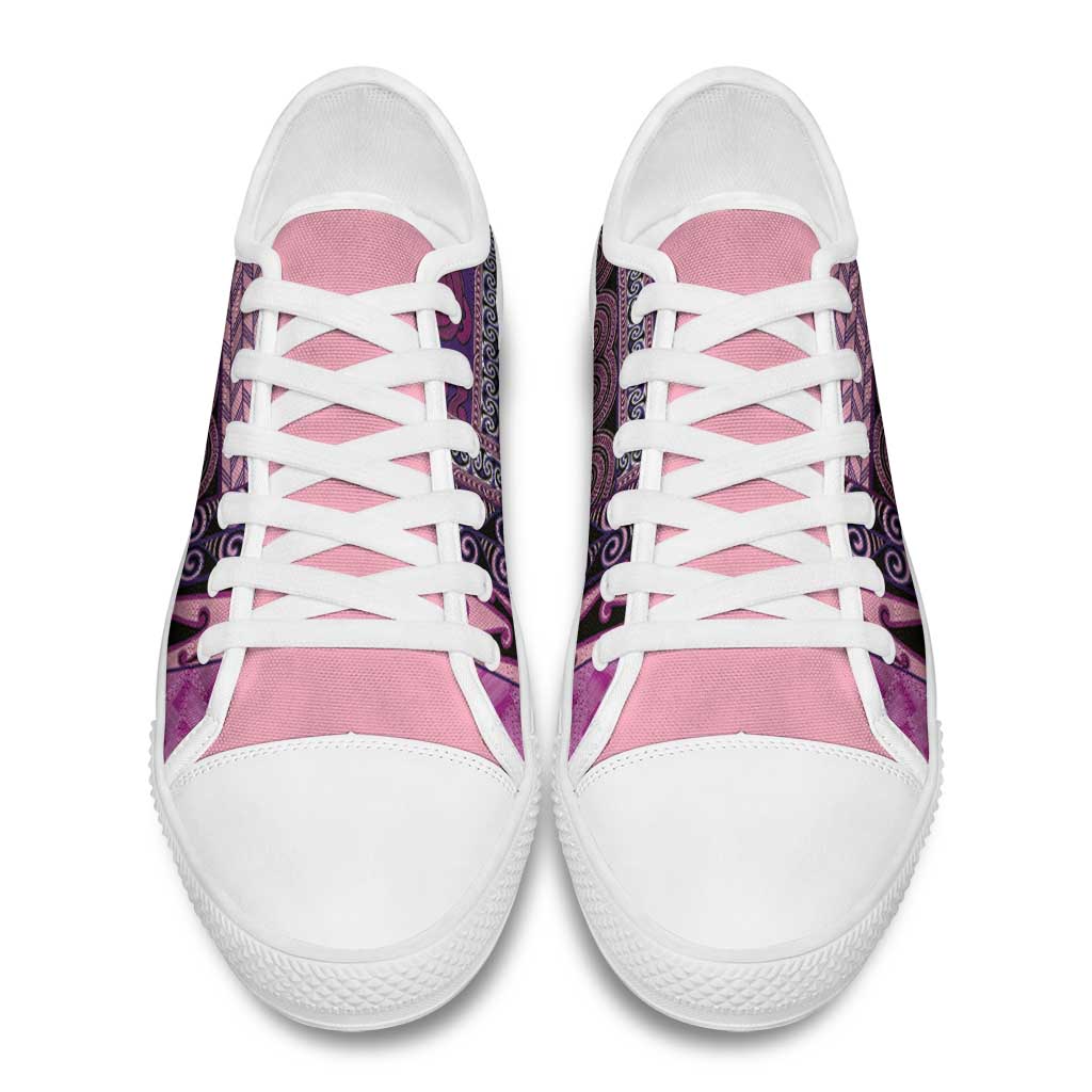 Pink Aotearoa Kowhaiwhai Pattern Low Top Shoes NZ Maori Quilt Style - Polynesian Pride