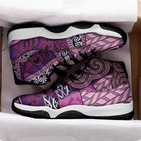 Pink Aotearoa Kowhaiwhai Pattern Sneakers J11 NZ Maori Quilt Style - Polynesian Pride