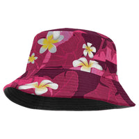 Pink Banana Leaf Hawaii Bucket Hat Lau Maia Plumeria Tropical Summer Vibes