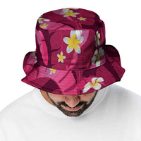 Pink Banana Leaf Hawaii Bucket Hat Lau Maia Plumeria Tropical Summer Vibes