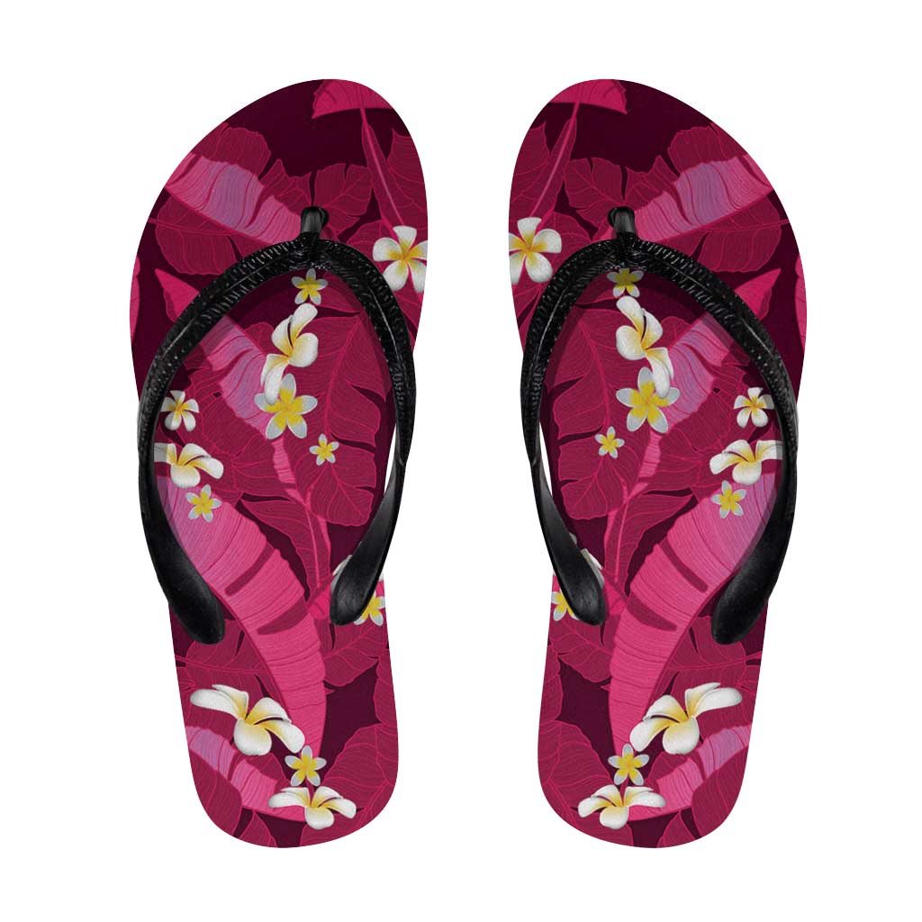 Pink Banana Leaf Hawaii Flip Flops Lau Maia Plumeria Tropical Summer Vibes