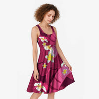 Pink Banana Leaf Hawaii Midi Dress Lau Maia Plumeria Tropical Summer Vibes