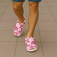 Pink Bula Fiji Masi Hibiscus Seamless Clogs Shoes