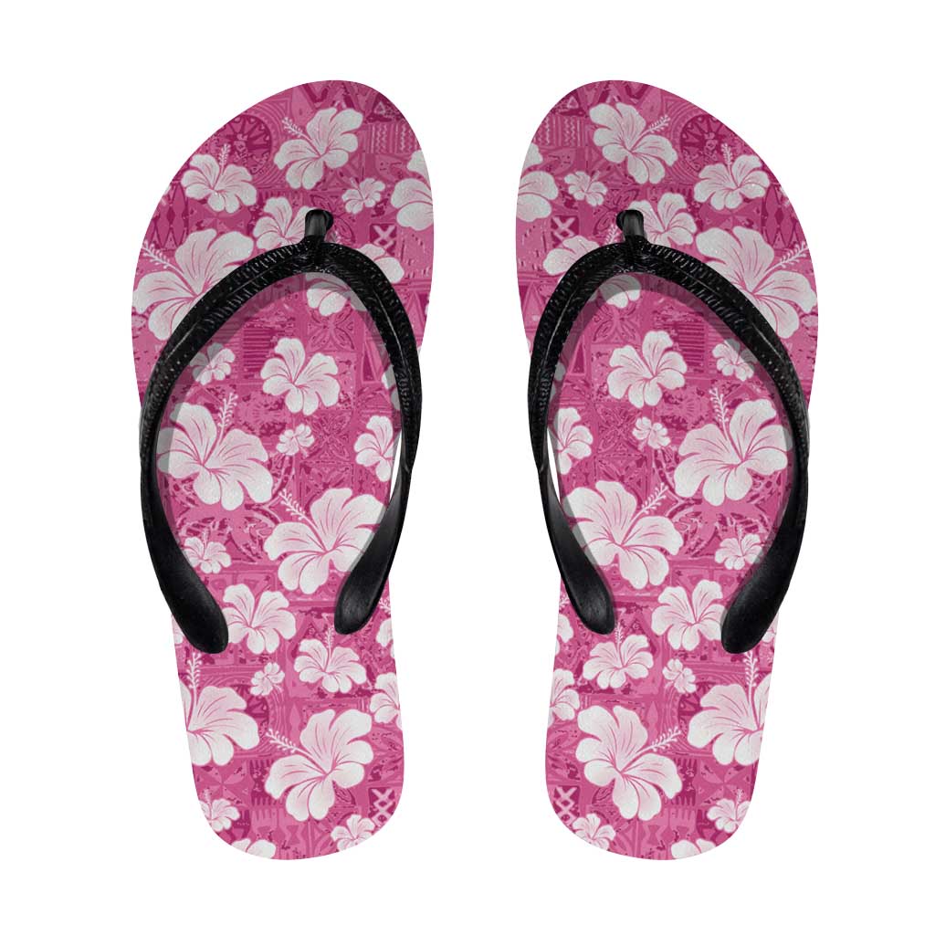 Pink Bula Fiji Masi Hibiscus Seamless Flip Flops