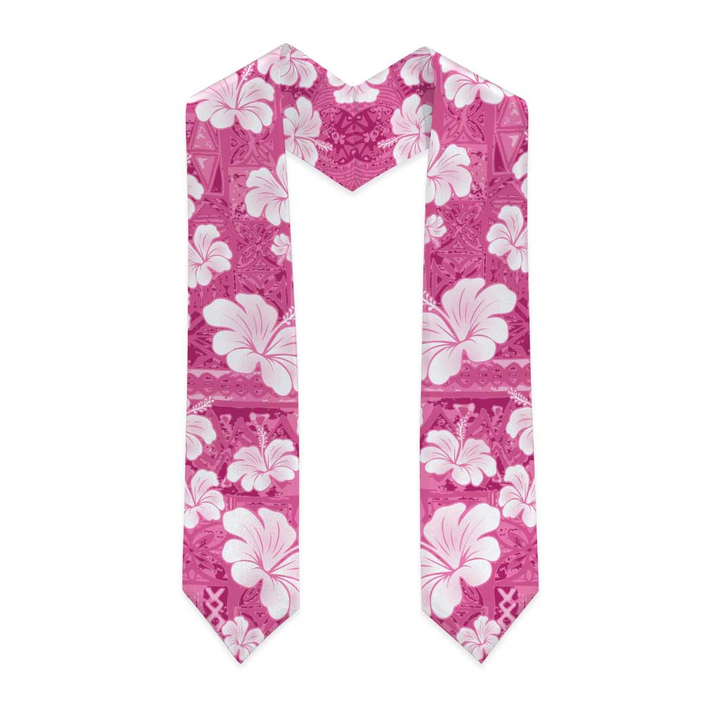 Pink Bula Fiji Masi Hibiscus Seamless Graduation Stole