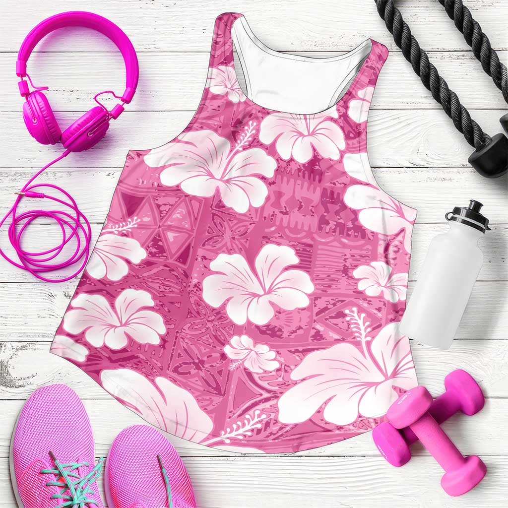 Pink Bula Fiji Masi Hibiscus Seamless Women Racerback Tank