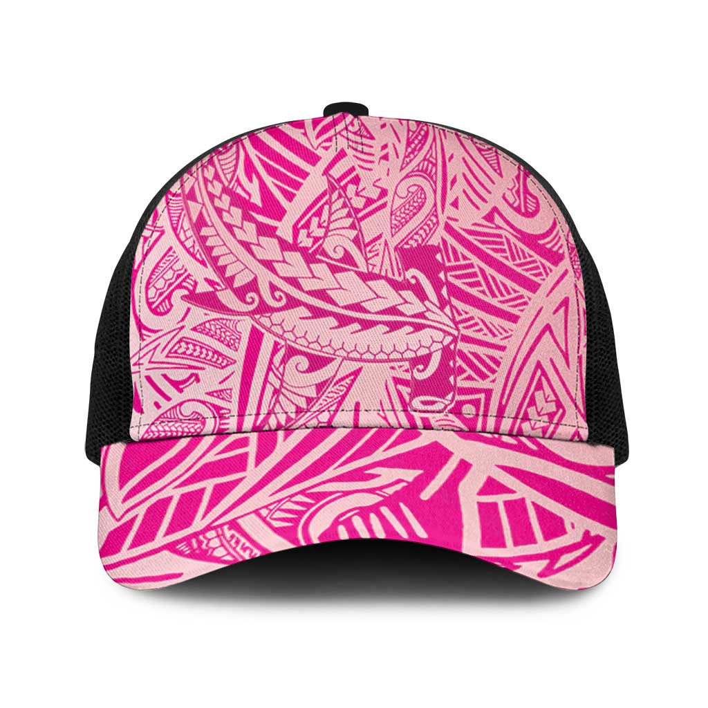 Pink Gradient Polynesia Baseball Net Cap Hawaiian Tribal Hammerhead Shark Tattoo - Polynesian Pride