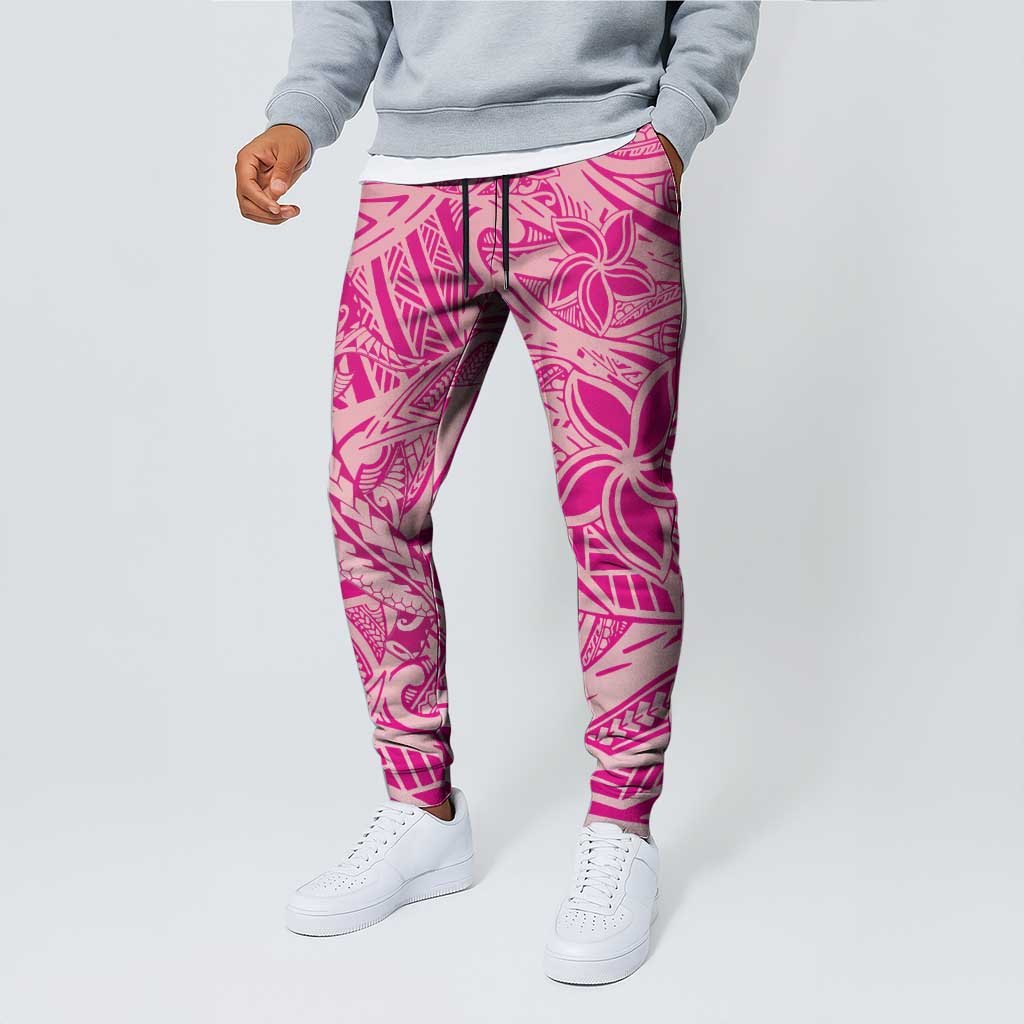 Pink Gradient Polynesia Jogger Pants Hawaiian Tribal Hammerhead Shark Tattoo - Polynesian Pride