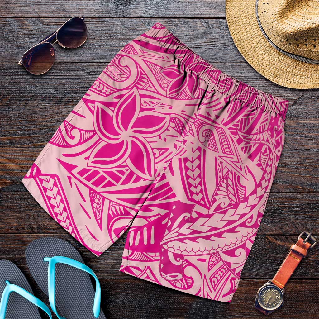 Pink Gradient Polynesia Shorts for Men Hawaiian Tribal Hammerhead Shark Tattoo - Polynesian Pride