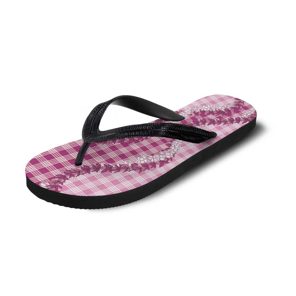 Pink Hawaii Palaka Flip Flops Hawaiian Honohono Lei
