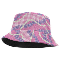 Pink Hawaii Palaka Honohono Pikake Bucket Hat Hawaiian Orchid Lei Polynesian Pattern - Polynesian Pride