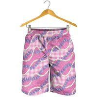 Pink Hawaii Palaka Honohono Pikake Shorts for Men Hawaiian Orchid Lei Polynesian Pattern - Polynesian Pride