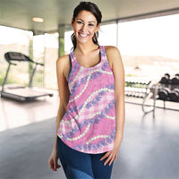 Pink Hawaii Palaka Honohono Pikake Women Racerback Tank Hawaiian Orchid Lei Polynesian Pattern - Polynesian Pride