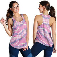 Pink Hawaii Palaka Honohono Pikake Women Racerback Tank Hawaiian Orchid Lei Polynesian Pattern - Polynesian Pride