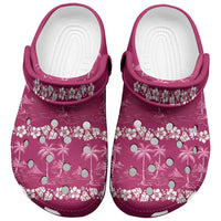 Pink Hawaii Palm Tree Hibiscus Clogs Shoes Fantasy Summer Vibe LT01 Pink - Polynesian Pride