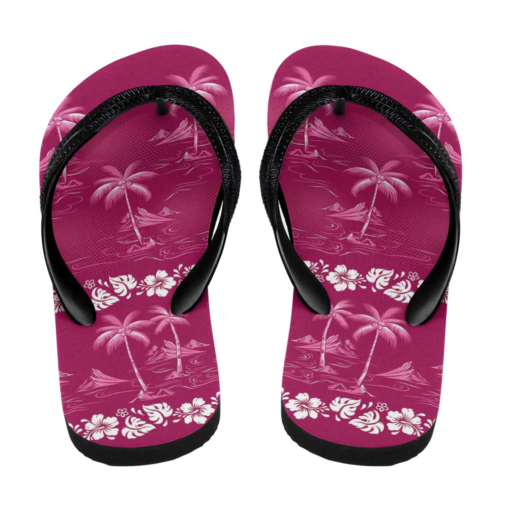Pink Hawaii Palm Tree Hibiscus Flip Flops Fantasy Summer Vibe LT01 - Polynesian Pride
